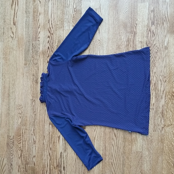 (M) Loft 8° Performance Wear Ruffle Collar Dot Pattern Top Golf Athleisure - Picture 8 of 8